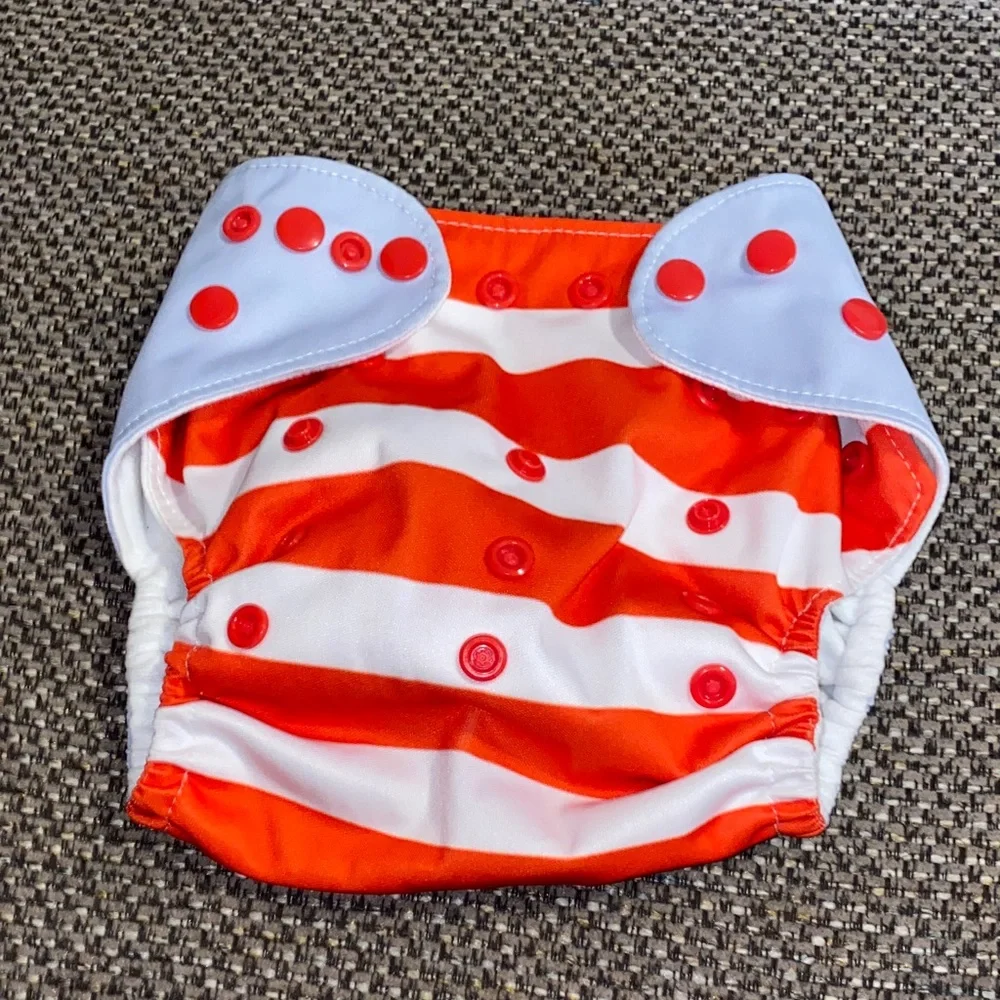 Orange and White Striped Kids Diaper Cover